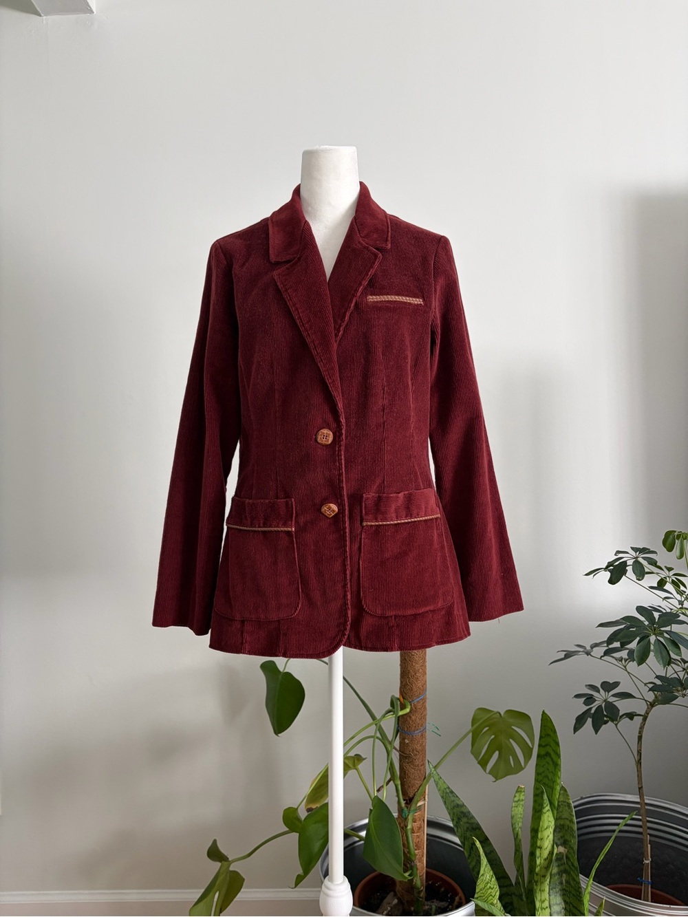 Vintage 70s College Town TX Corduroy Jacket/Blazer with Faux Leather Trim Detail